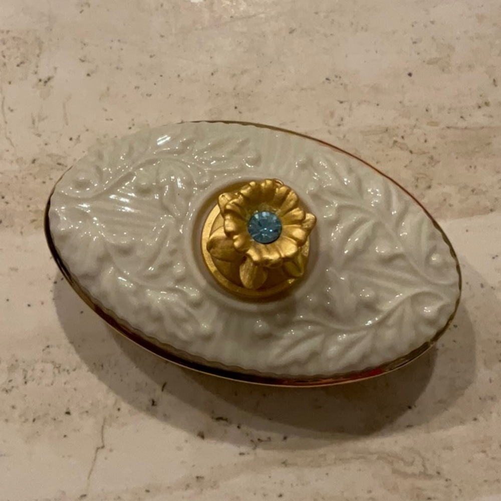 Lenox Trinket Box 1999 Aquamarine Gem Stone March Birthstone Collection Vintage - Picture 5 of 16